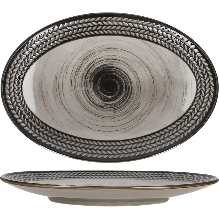 MÄSER Servierplatte Mäser Prospero 6x Platte oval 24,4cmx16,8cm braun Porzellan Relief, Porzellan – Bild 4
