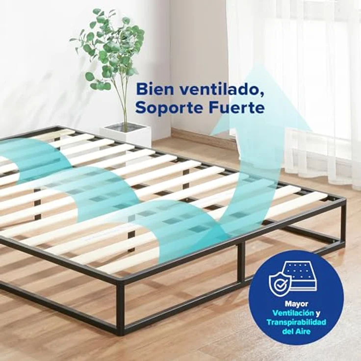 Olee sleep 22cm Modernes Metall-Plattform-Bettgestell / Bett / Metall / Metall-Bettgestell / Holzlatten / Matratzenrahmen / Holzlattenrost / Kein Boxspring erforderlich / 90x200 cm / Twin / Schwarz – Bild 7