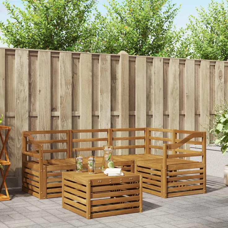 vidaXL Outdoor-Sofagarnitur 5 stk. 4-Sitzer Natur Massivholz Akazie 3374784