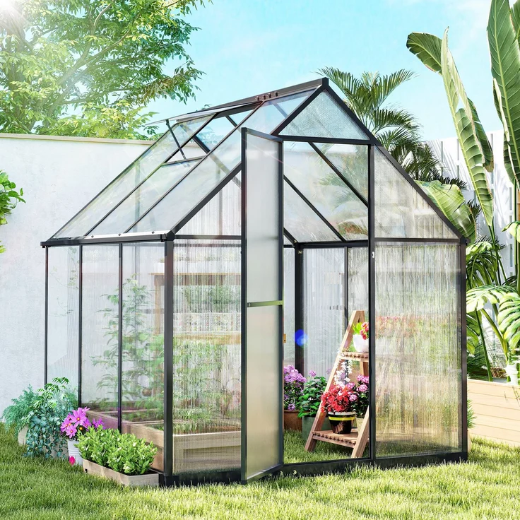 MELAYR, Gewächshaus aus Aluminium und Polycarbonat, Schneller Aufbau, 121 x 64 x 20,5 cm, Transparent – Bild 3