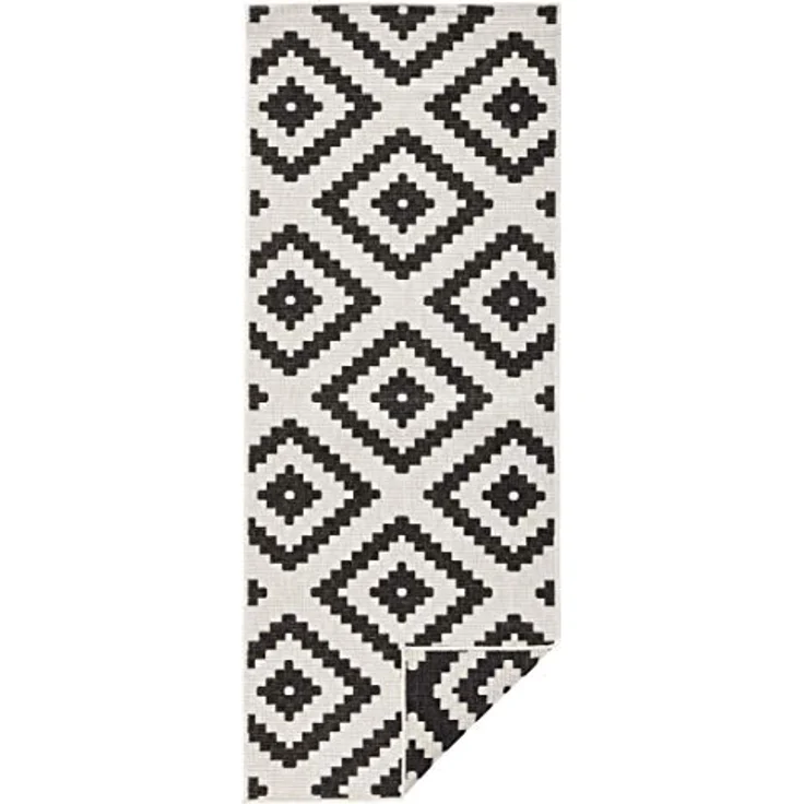 In- & Outdoor Teppich Malta Schwarz Creme - 80x350x0,5cm – Bild 3
