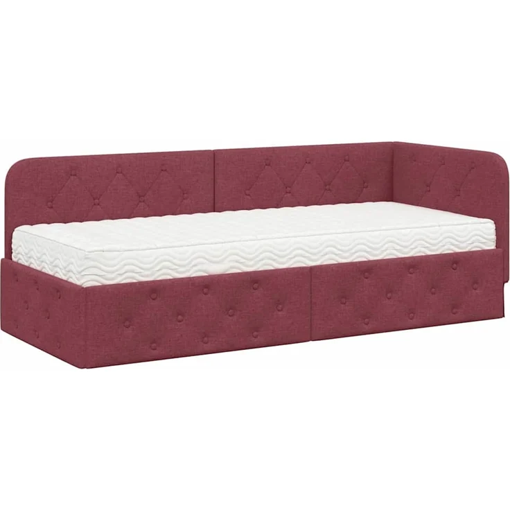 vidaXL Eckbettgestell mit Matratze Weinrot 80 x 200 cm Stoff 3394032 – Bild 1