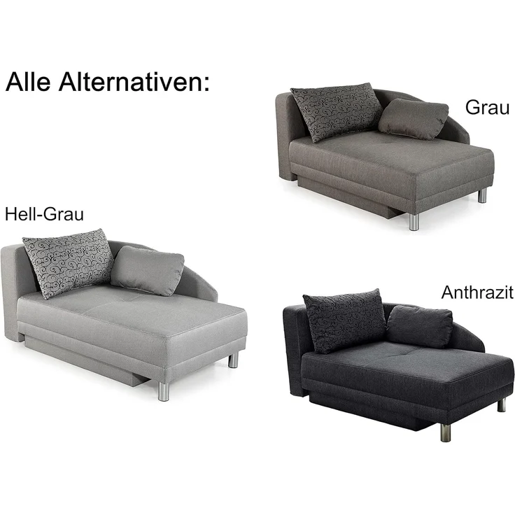 Récamiere-Schlafsofa Federkern Couch Liege Gästebett mit Bettkasten in Hellgrau – Bild 9