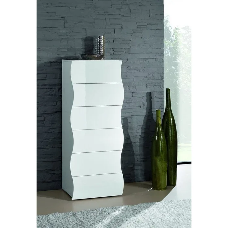 Kommode >Onda< in Weiß Hochglanz - 50x121.7x40cm (BxHxT)