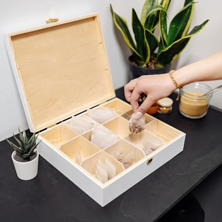 Creative Deco Teedose Teebox Holz aus Natürlichem Kiefernholz, Teebox Holz mit Deckel – Bild 6