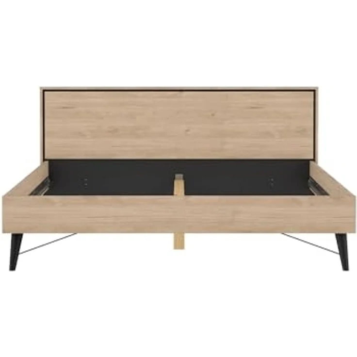 Dmora - Doppelbett Cybele, Struktur des Container-Betts, Sommier mit Verkleidung, Matratzenhalterstruktur, 207x193 h91 cm, helle Eiche – Bild 4