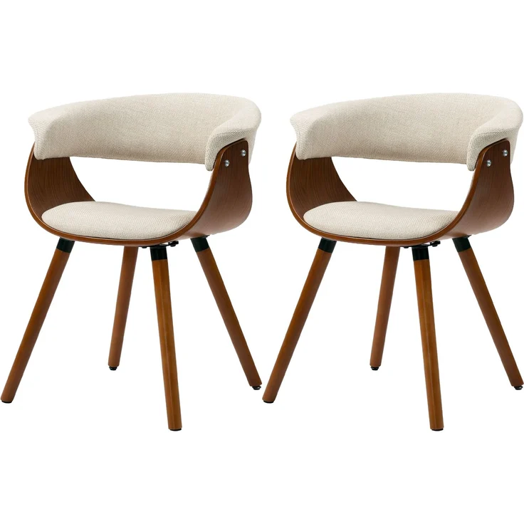 MELAYR, Esszimmerstuhl 2er Set Küchenstuhl mit Rückenlehne, Leinenoptik, 62 x 55 x 75 cm, Beige – Bild 2