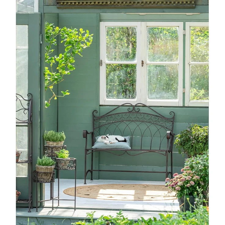 Dehner Gartenbank Antik, 2-Sitzer, 110 x 55 x 103.5 cm, Metall, Vintage Bank aus hochwertigem, robustem Eisen – Bild 2