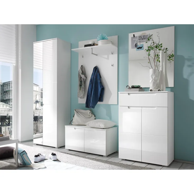 Garderoben-Set >Suzette< in Weiß aus MDF - 230x198x40cm (BxHxT)