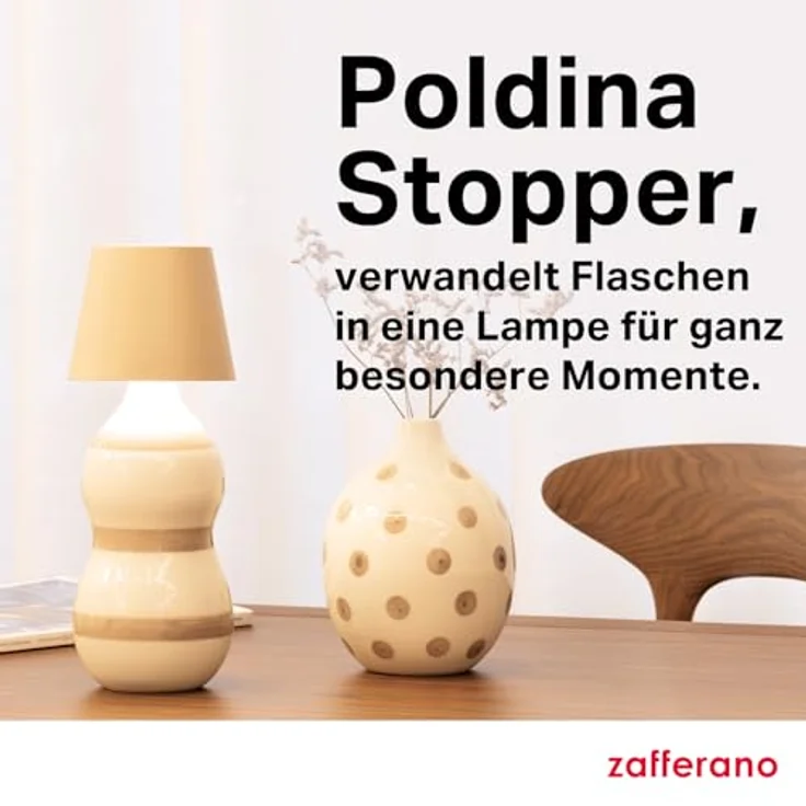 Zafferano, Poldina Stopper Lampe, Kabellose und Wiederaufladbare Flaschenlampe mit Touch Control, Geeignet für den Innen- und Außenbereich, Dimmer, 2200-3000 K, Höhe 11 cm, Farbe Schwarz – Bild 7