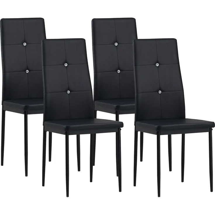 Albatros Esszimmerstühle DIAMOND 4er Set, Schwarz - Edler Diamant-Look, Polsterstuhl Kunstleder-Bezug Modernes Stilvolles Design am Esstisch Küchenstuhl Stuhl Esszimmer hoher Belastbarkeit