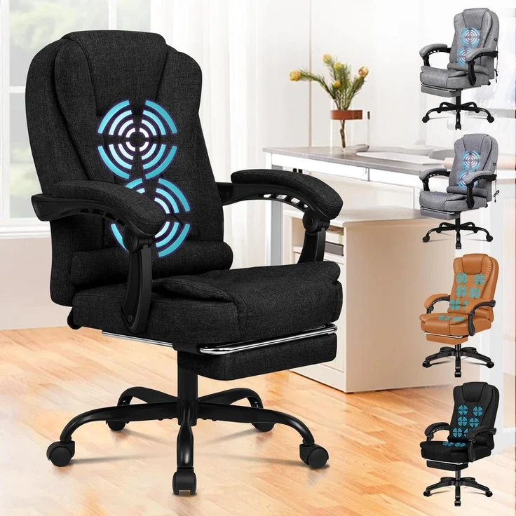 ALFORDSON Bürostuhl Gaming ergonomisch Schwarz Lordosenstütze Massage – Bild 1