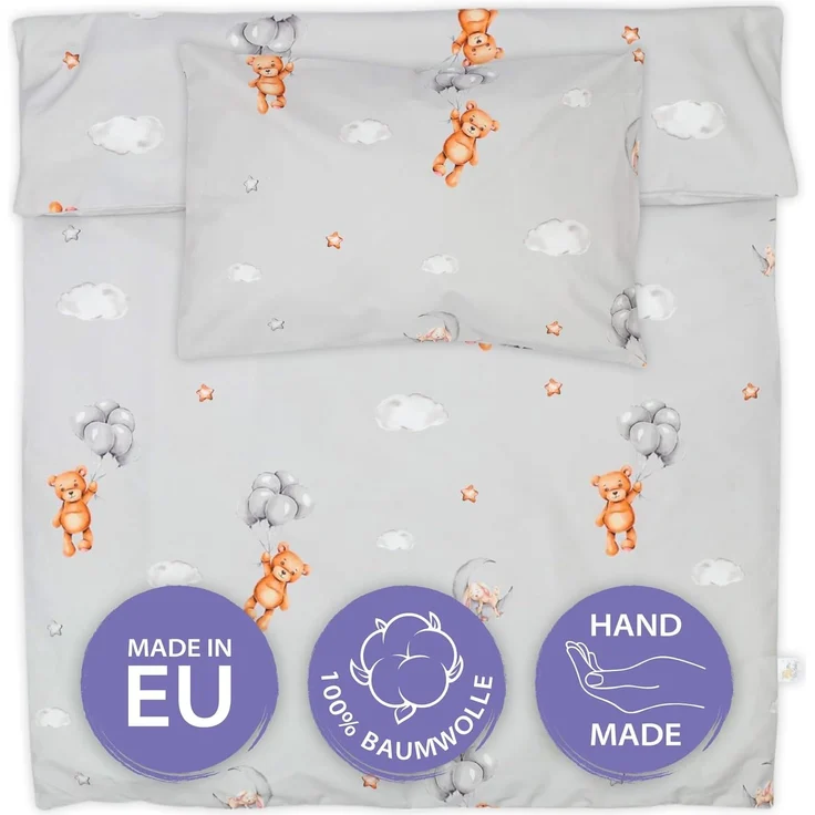 Kinderbettwäsche Baby Bettwäsche 100x135 cm aus Baumwolle - Kinder Set von Duvet Cover 100x135 und Kissenbezug 40x60 cm Junge und mädchen babybettwäsche bettbezug für Kleinkind Oeko-Tex – Bild 1
