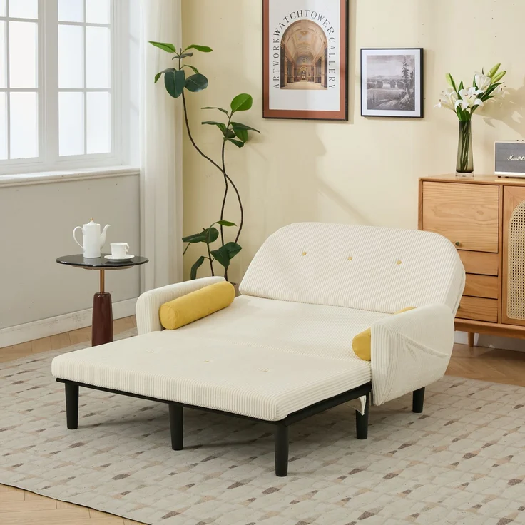ZUBALIYA Sofa mit Stauraum, mit Cordbezug, mit Schaumstoffpolsterung, für Wohnzimmer und Apartments, mit stabilem Untergestell – Bild 2