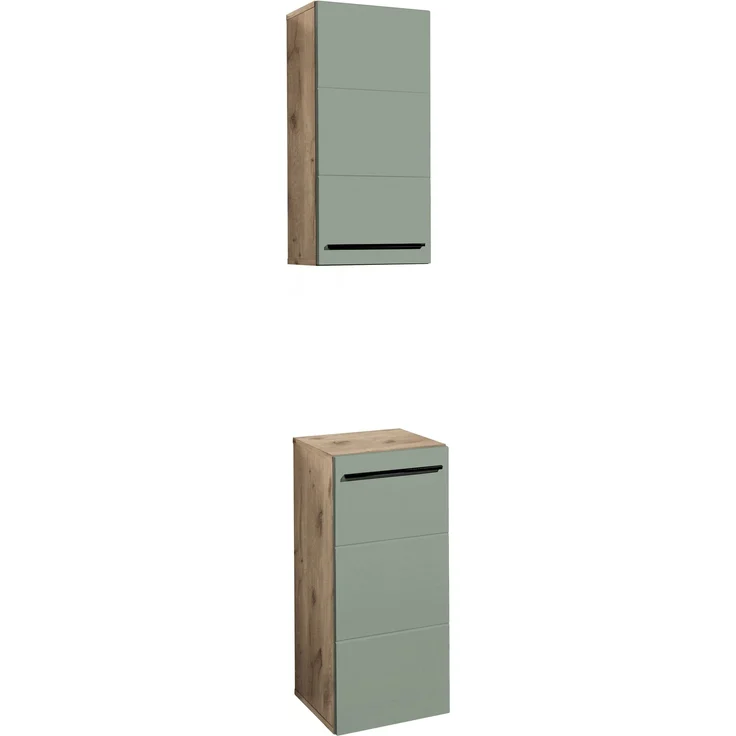 Badezimmer-Set >Vista< (4-tlg.) in Viking Oak / Schilfgrün - 115x190x31 (BxHxT) – Bild 4