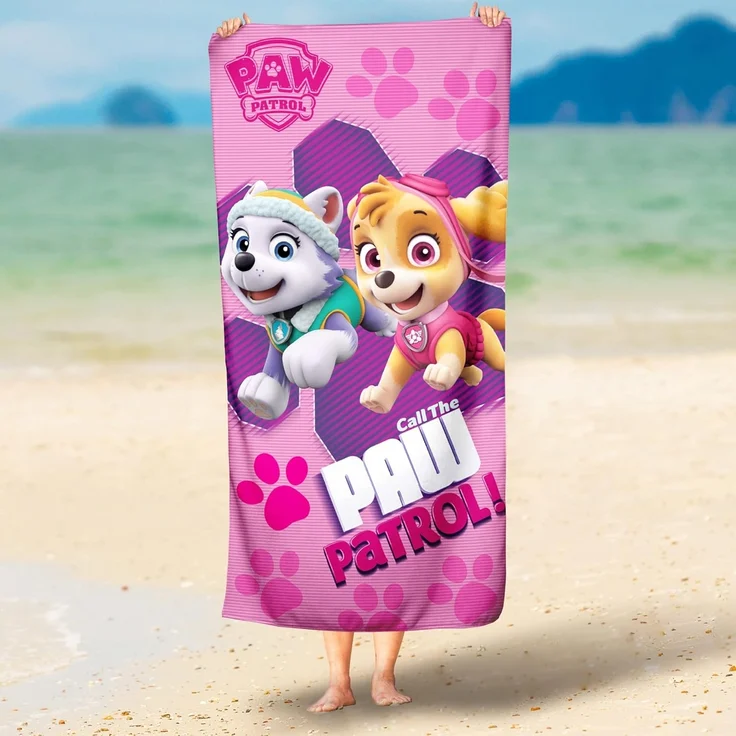 BERONAGE Strandtücher Paw Patrol Kinder Badetuch Girl's Rosa 60x120 cm, 100% Baumwolle (1-St), Frottee in Velours-Qualität – Bild 2