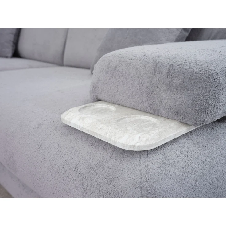 Sitzgruppe/Sofa Set - Wohnzimmergarnitur "Vanda" 3+3+1-Grau/Weiß – Bild 6
