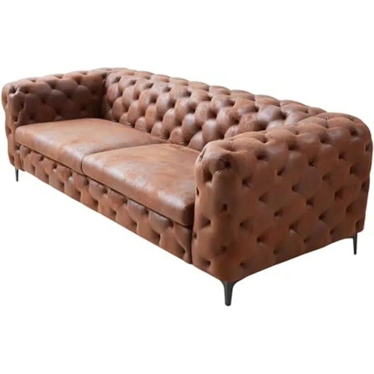 riess-ambiente 3-Sitzer MODERN BAROCK 235cm antik braun · Microfaser-Couch mit Federkern, Einzelartikel 1 Teile, 3-Sitzer Sofa · Chesterfield Design mit Ziersteppung · Rundum-Bezug