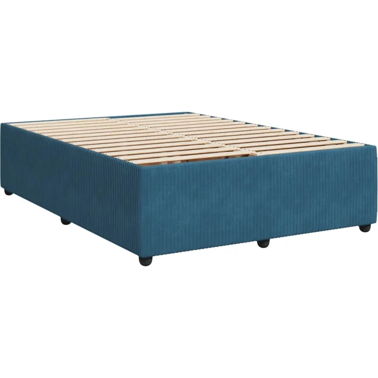 vidaXL Boxspringbett mit Matratze Blau 160x200 cm Samt 3287786 – Bild 5