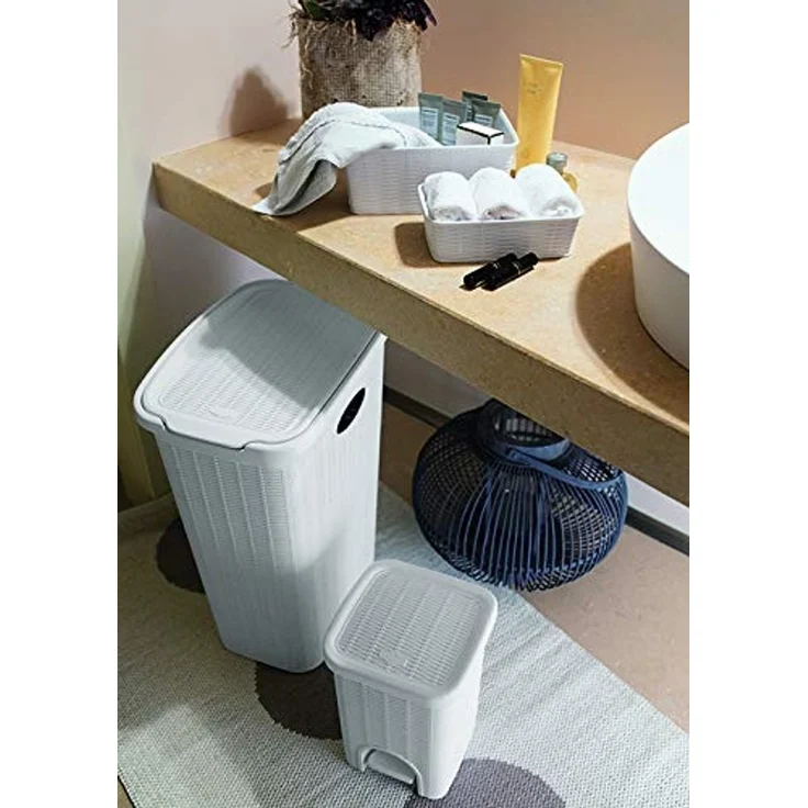 Kreher Wäschekorb in Rattan-Optik, 36 Liter, Farbe: Grau – Bild 2
