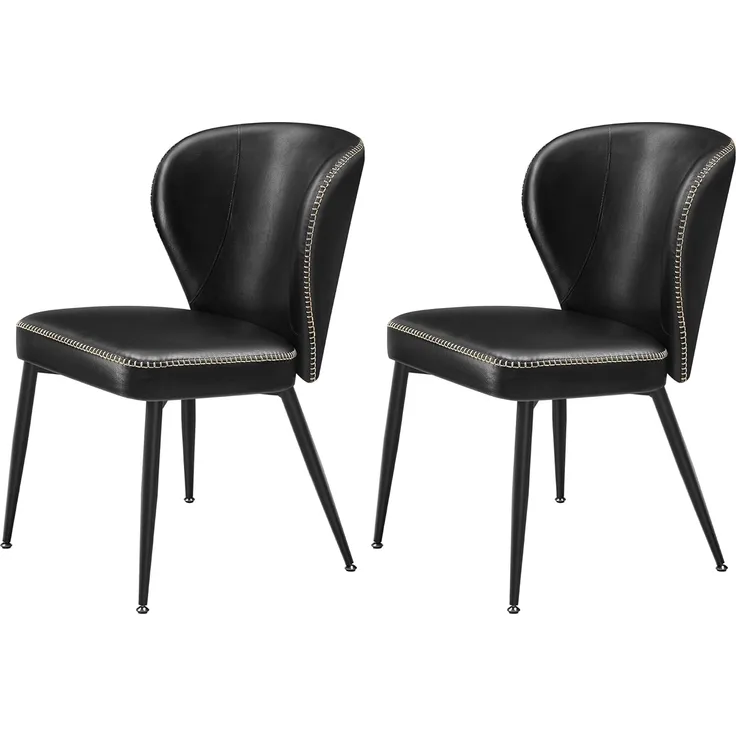 Vasagle 'Ekho' Esszimmerstuhl (2 St), Küchenstuhl, Kunstleder, tintenschwarz, 55 x 52 x 80,7 cm