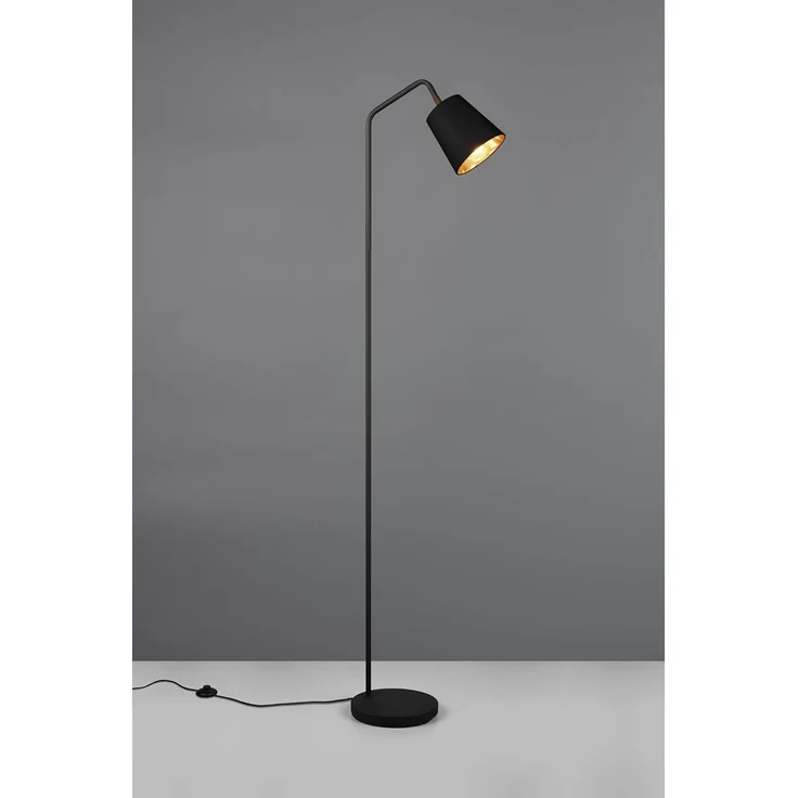 Stehleuchte BUDDY Spot schwenkbar, Metall & Stoffschirm Schwarz/Gold, Höhe 148cm – Bild 2