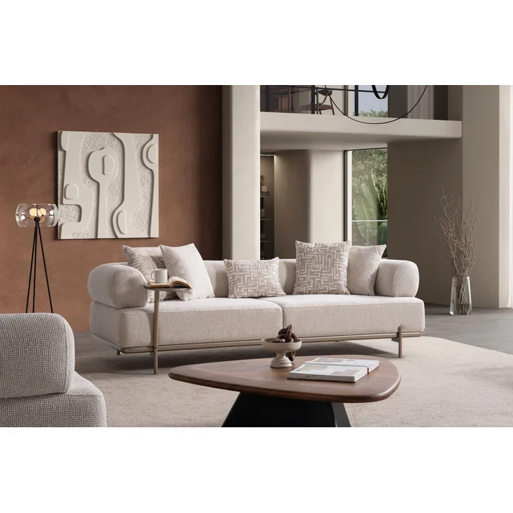 Sitzgruppe/Sofa Set - Wohnzimmergarnitur "Olvina" 3+3+1-Beige – Bild 6