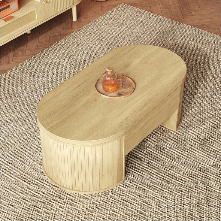 BlingBin Couchtisch (1-St, Höhenverstellbarer Couchtisch mit Ausziehbarer Ablage und Stauraum), Modernes Design für Ihr Wohnzimmer, 110×55.5×40CM – Bild 3