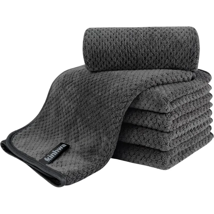 Mikrofaser Gästehandtücher Handtücher 30x50cm 6er Pack Dunkelgrau
