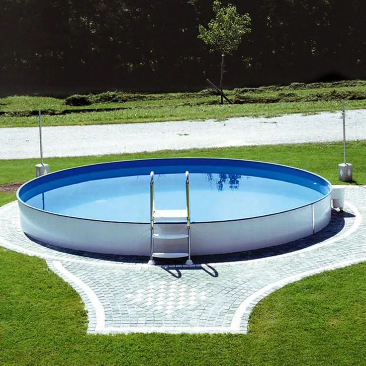 Styriapool Ø 350 x 120 cm, Pool, Einhängebiese, Stahlmantel, Handlauf, Bodenschienen, Folie blau 0,6 mm