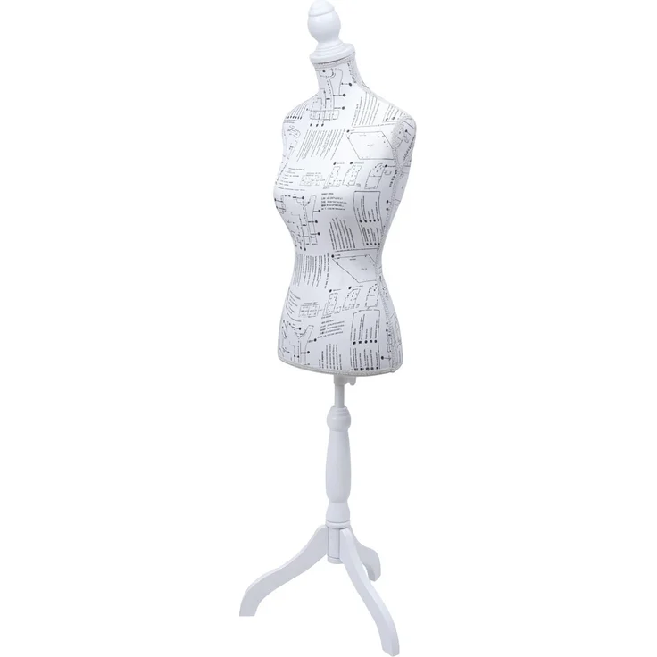 Schneiderpuppe T220, Schaufensterpuppe Torso weiblich, Schaumstoff ~ weiß mit Skizzen – Bild 6