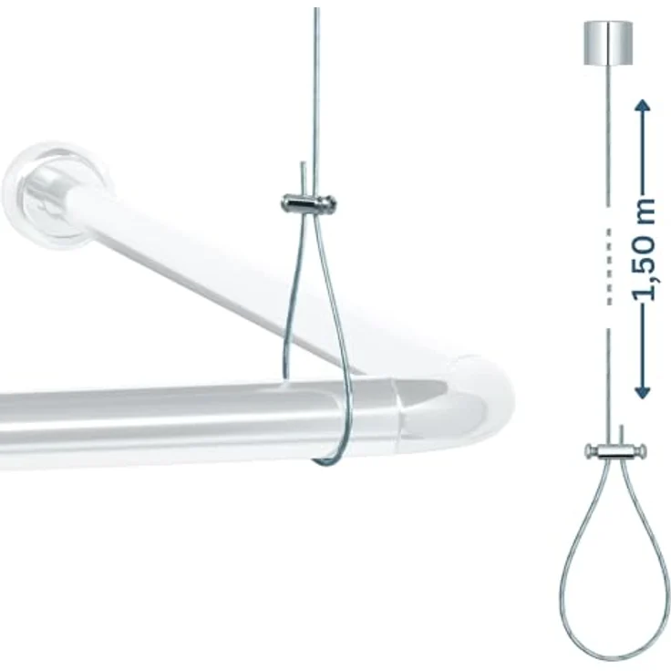 Libaro Duschvorhang stange Duschstange L-Form & U-Form Duschvorhangstange Badewanne Breite 160 cm, Universal-Set Duschvorhangstangen Badewannen Eck-Duschen L & U-Form – Bild 3