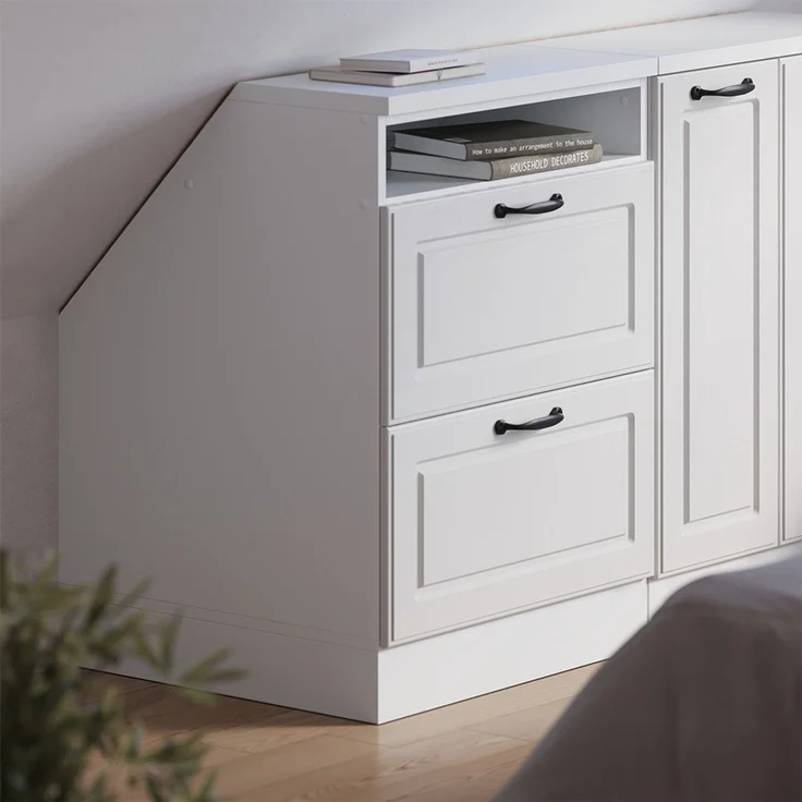 Küchenschrank für Dachschrägen R-Line Weiß Landhaus 60 cm mit 2 Schubladen, Schrankkorpus 60 cm Tiefe Vicco – Bild 4