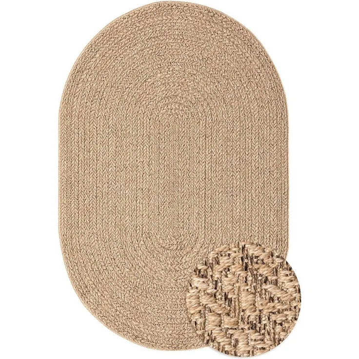 merinos Teppich Kenzy 2, Höhe: 10 mm, robuster In- und Outdoor Teppich im natürlichen Jute-Look, wetterfest