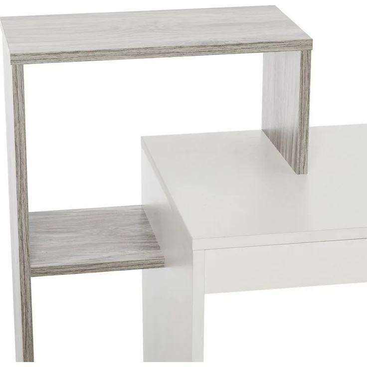 Mondeer Schreibtisch Computertisch, mit Ablagefach, Weiß+Grau – Bild 2