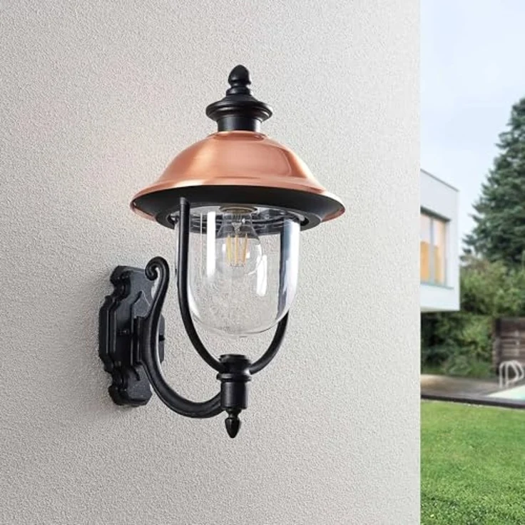 Lindby Außen-Wandleuchte Clint, Metall, Kupfer IP44, 1x60 W – Bild 5