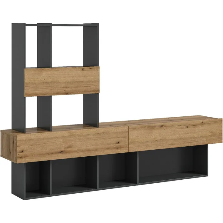 Wohnwand Lennox - Evoke Oak / Grau
