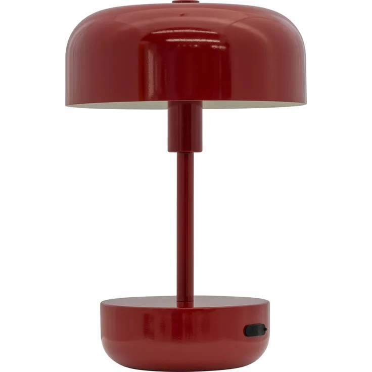 Dyberg Larsen Haipot, Kabellose Dimmbar Tischlampe, LED Tischleuchte aus Metall, USB Wiederaufladbar, Dunkelrot