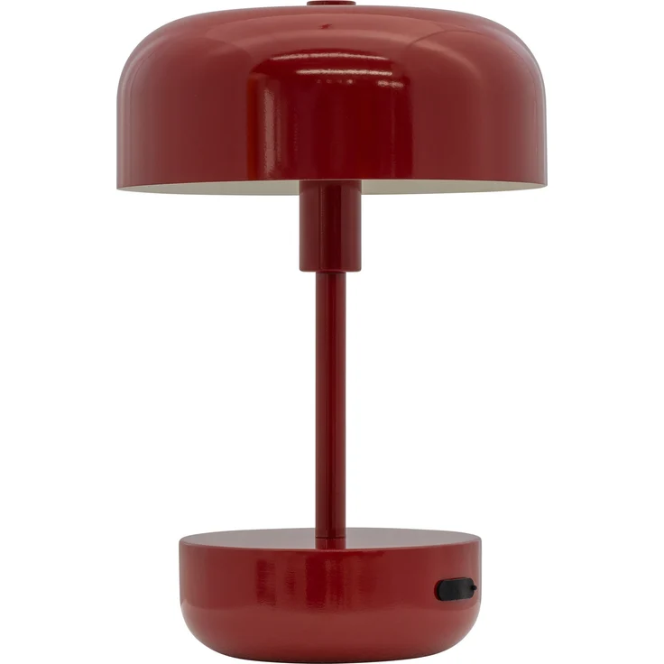 Dyberg Larsen Haipot, Kabellose Dimmbar Tischlampe, LED Tischleuchte aus Metall, USB Wiederaufladbar, Dunkelrot