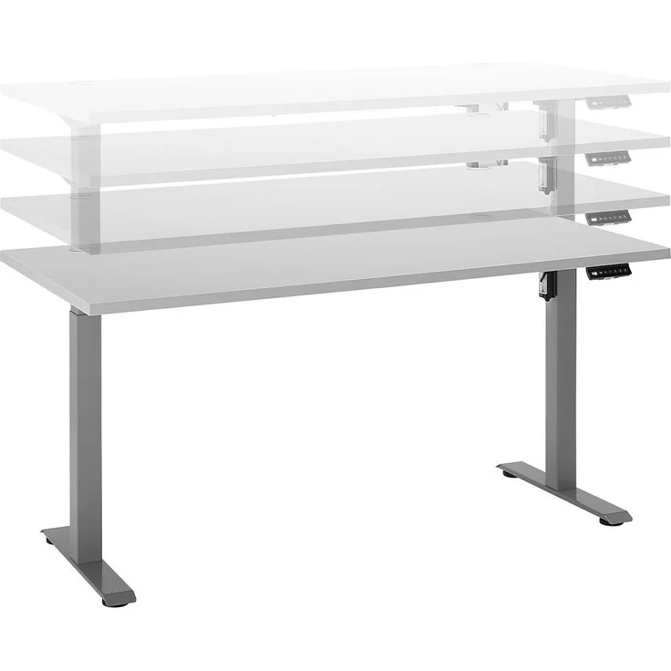 Schreibtisch Pronto, Holzwerkstoff, Kunststoff, Stahl, Silber, Grau – Bild 3
