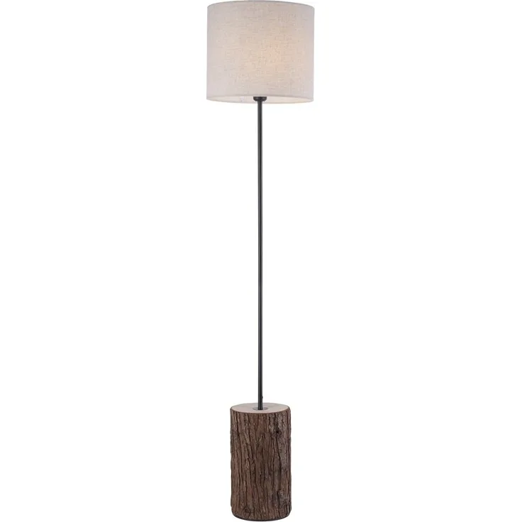 JUST LIGHT 11234-79 LED Stehleuchte Holzdekor Stoffschirm E27 165cm