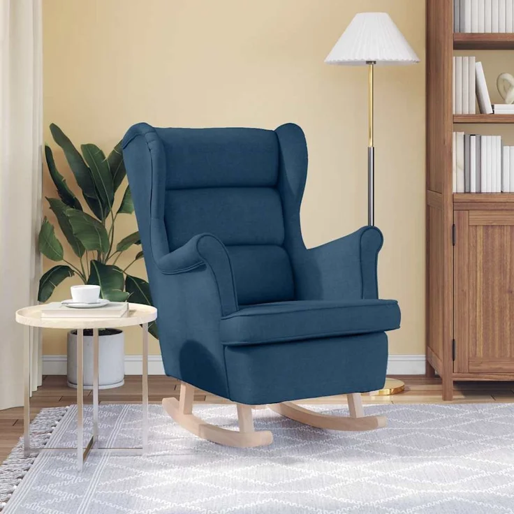 Schaukelsessel, Schaukelstuhl Blau 74x90x102 cm Stoff – Bild 3