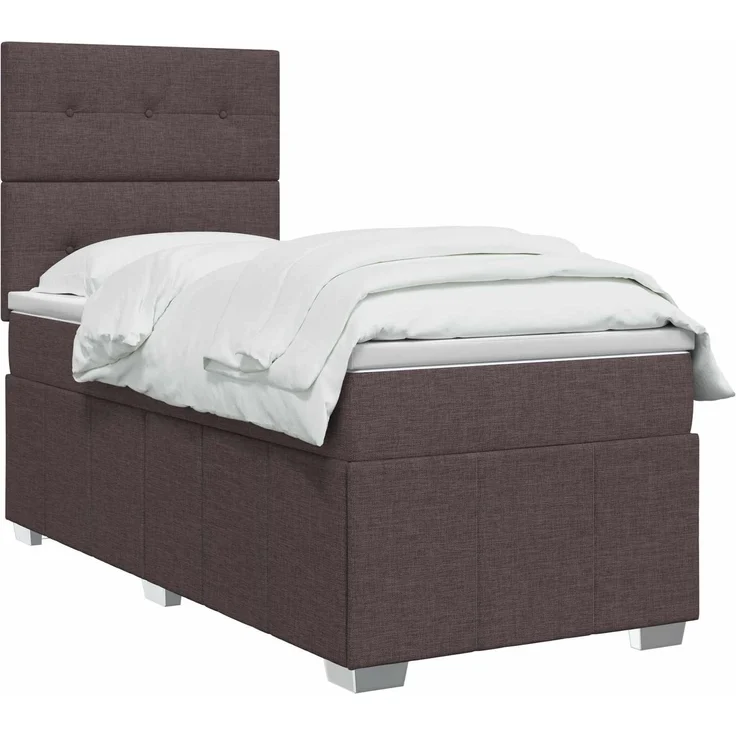 vidaXL Boxspringbett mit Matratze Dunkelbraun 100 x 200 cm Stoff 3454074 – Bild 3