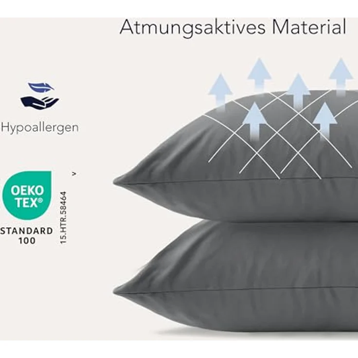 Dreamzie Kissenbezug 30x30 (Set mit 2) - 100% Jersey Baumwolle 150 g/qm Kissenbezüge -Anthrazit - Für Kissen 30x30 cm - Kissenhülle - Kissenbezug - Resistent und Hypoallergen – Bild 4