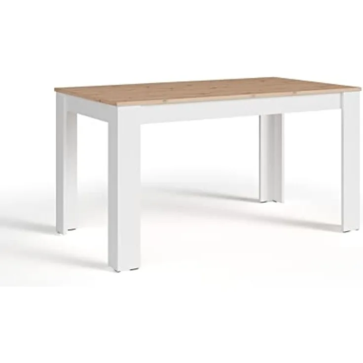 byLIVING Esstisch NORI / Moderner Küchentisch in Eiche-Optik / Untergestell Melamin weiß / Großer Tisch / 140x80, H 75 cm