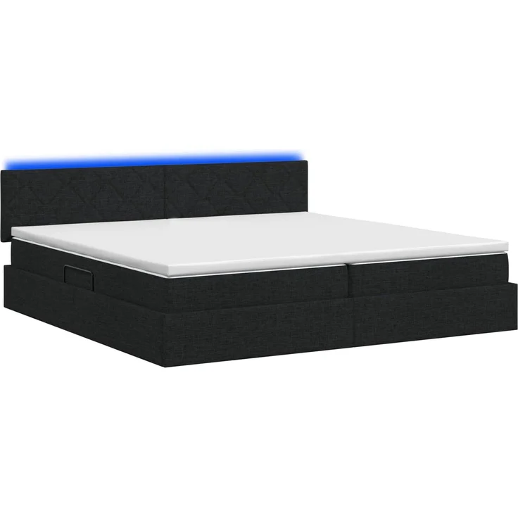 vidaXL LED-Speicherbett mit Matratze Schwarz 200 x 200 cm Stoff 3459149 – Bild 9