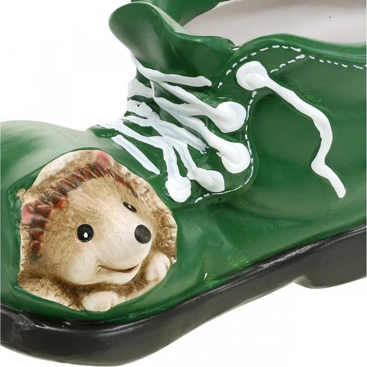 Viana Übertopf Übertopf Deko, grüner Schuh mit Igel, Keramik Blumentopf Pflanzgefäß – Bild 2
