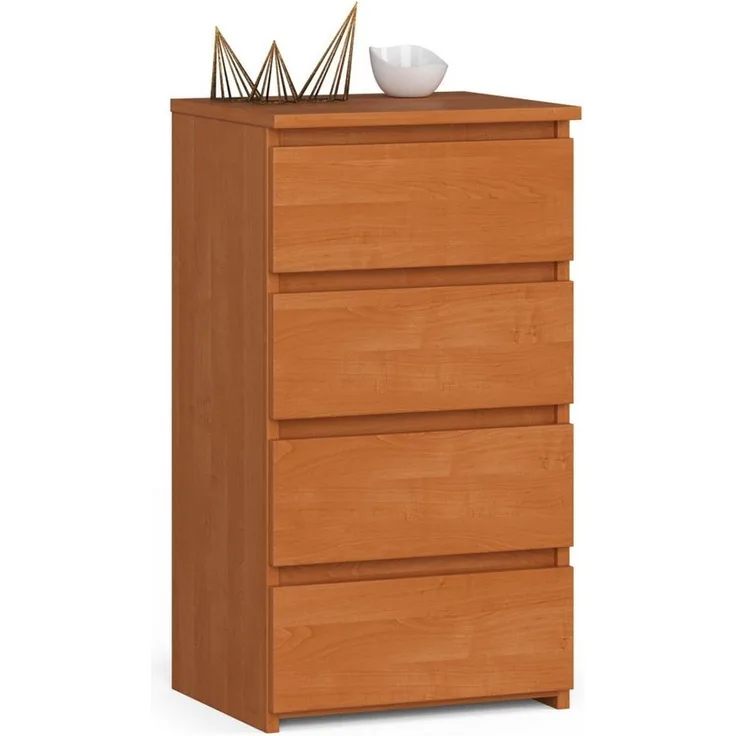 Home Collective Kommode 40 cm breit Holz Highboard Sideboard für Flur Schlafzimmer Wohnzimmer (Mehrzweckschrank Schrank schmal Kommode Schlafzimmer mit Schubladen), Kinderzimmer Organizer, 73 cm hoch mit 4 Schubladen Erle