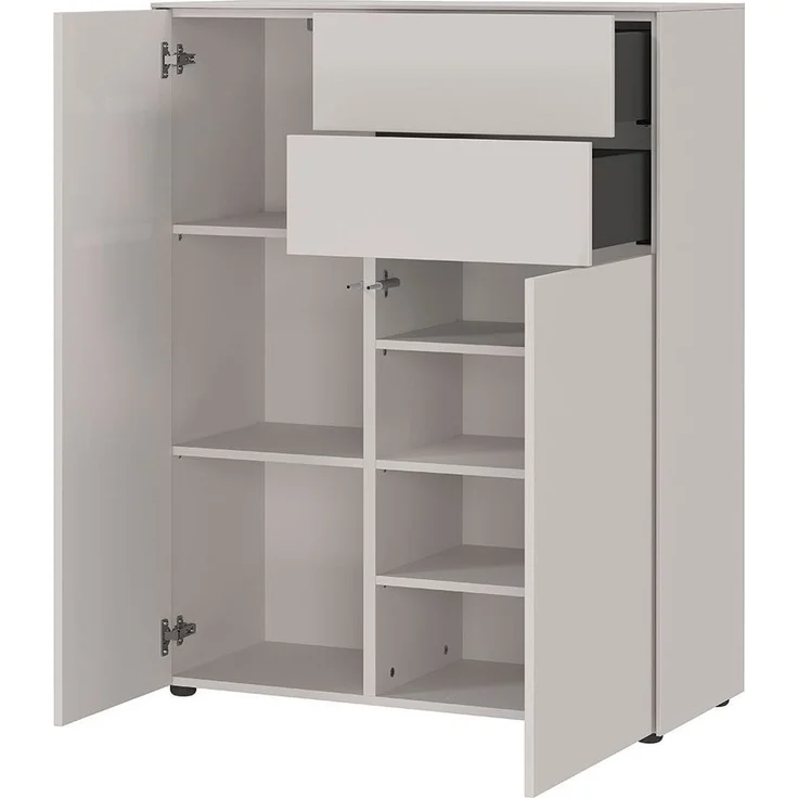 Schuhschrank Luna / GW-Lomena, Holzwerkstoff, Grau, 92 x 119 x 41 cm – Bild 3