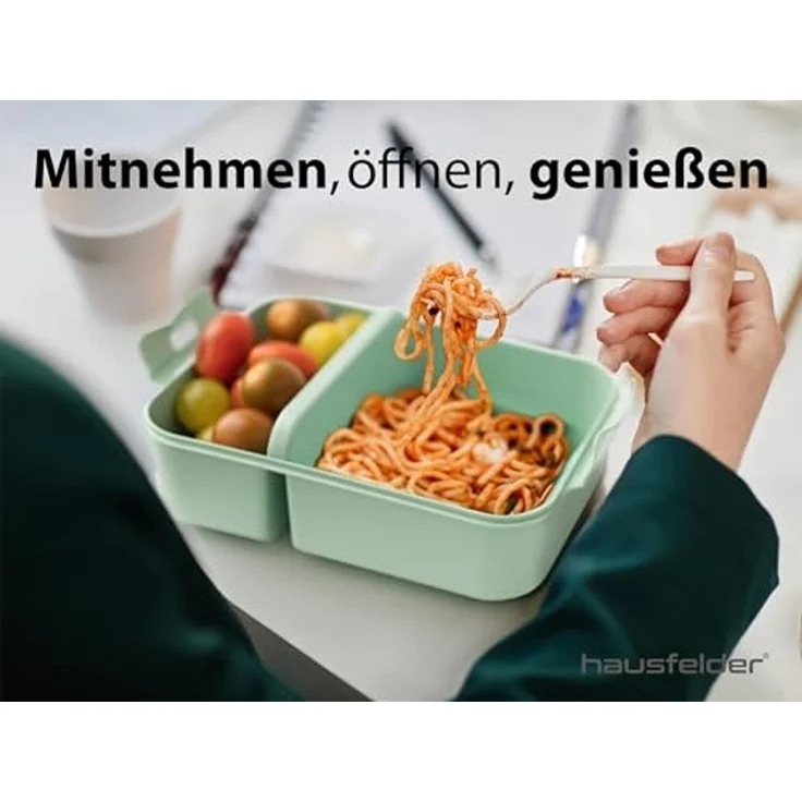 Hausfelder Lunchbox Brotdose 2er Set mit Unterteilung, 1x groß, 1 x klein, Grün, Kunststoff, (2er Set, 2-tlg), spülmaschinengeeignet, langlebig, bruchfest, BPA-frei – Bild 4